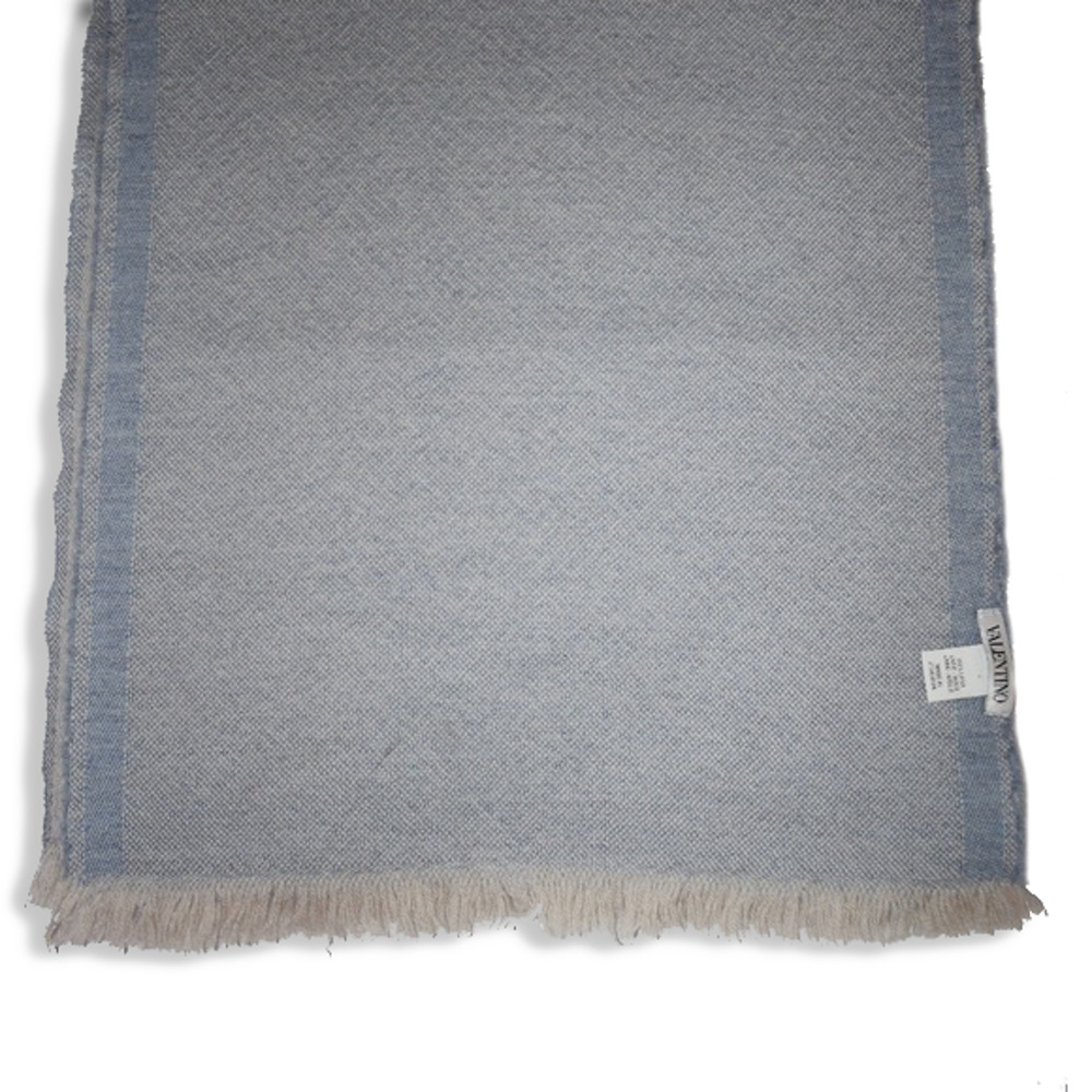 Auth Valentino Classic Light Blue Wool Scarf